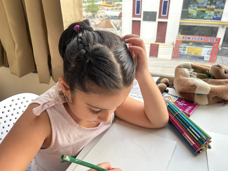 Colour pencils and concentration in art class