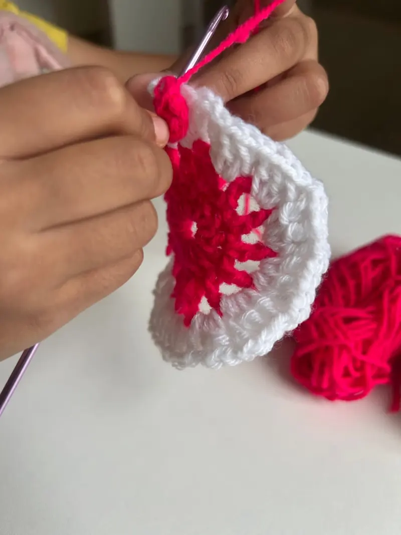 A crochet mandala coming together